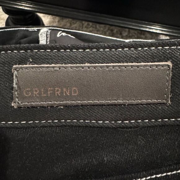 GRLFRND Coated Black White Stitch Denim Aurelia Jeans in Lights Out Sz 26 - Picture 12 of 14